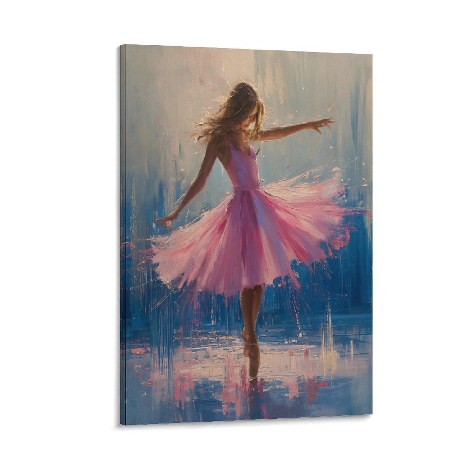 VFKLZCNYR Ballet Dance 3D Wall Art for Living Room Decor Abstract Painting Pictures Canvas Prints Minimalist Modern Artwork for Bedroom Office Home Decoration 20x30inch(50x75cm)