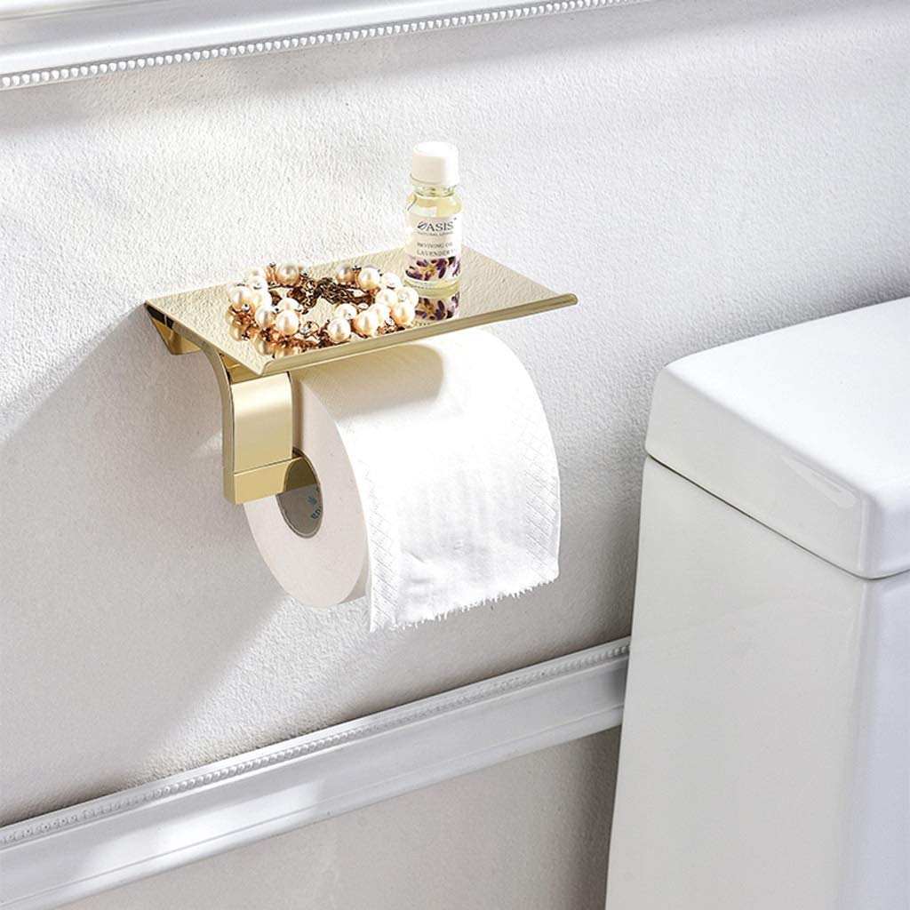 Stały uchwyt na papier toaletowy, Stainless Steel Wall Mount Toilet Paper Holder With Mobile Phone Storage Shelf 16x10 cm