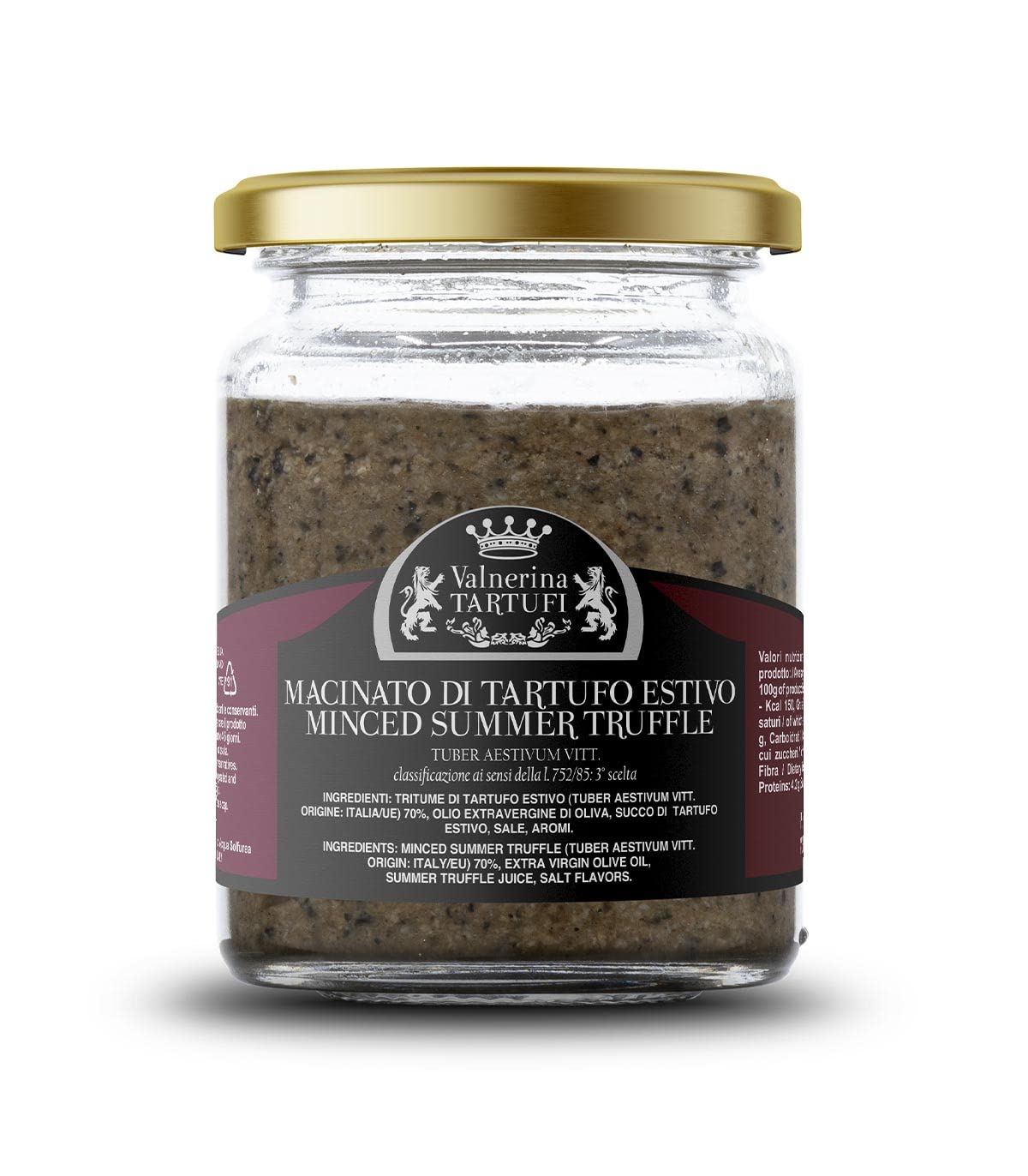 Valnerina Tartufi Minced Summer Black Truffle | Natural Ground Truffles, Craft and Italian Preserved in EVO Extra Virgin Olive Oil | Jar 80 gr.