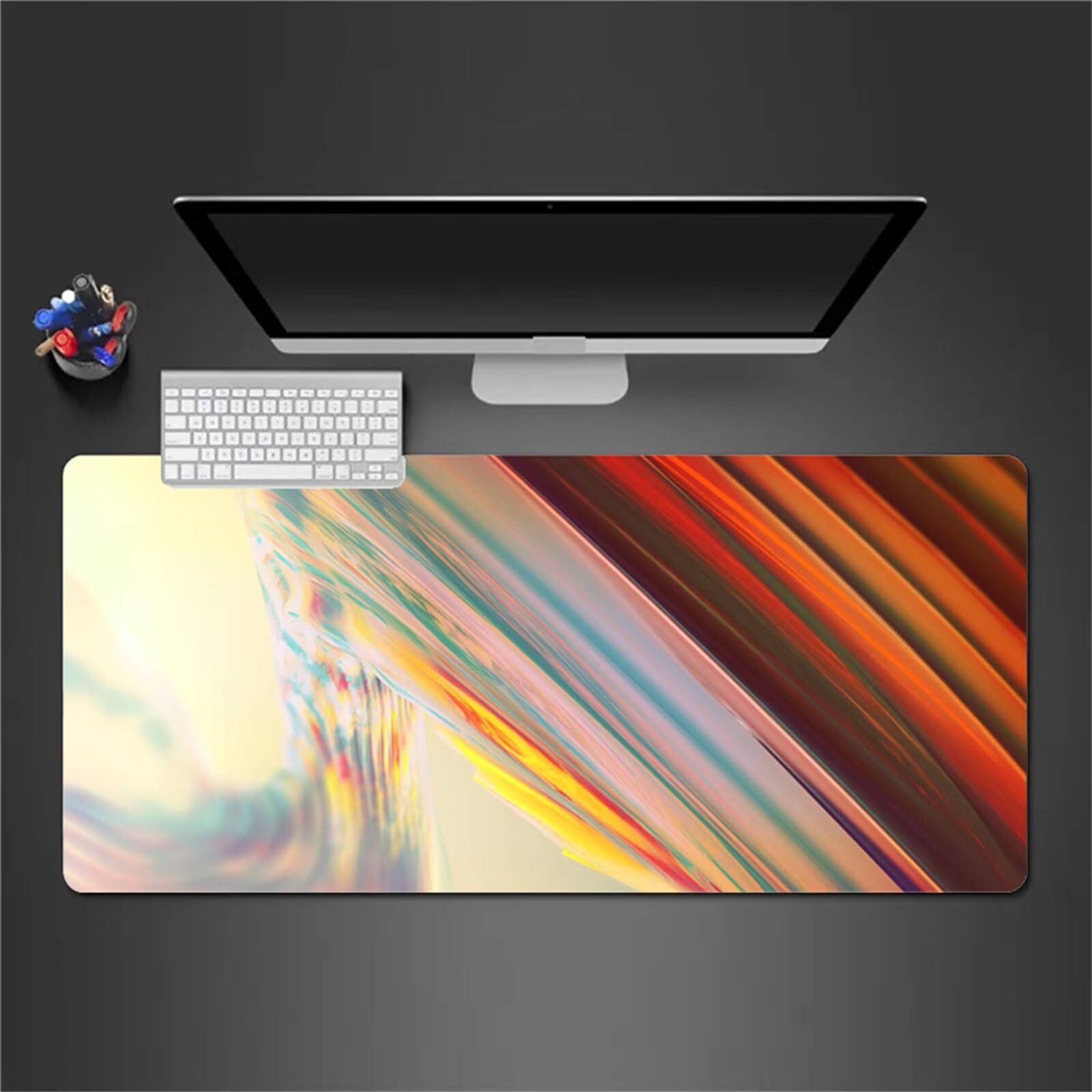 Podkładka pod mysz duża abstrakcyjna podkładka pod mysz gamingowa XXL 120 x 60 x 0,3 cm podkładka pod mysz pod klawiaturę z antypoślizgową podstawą i przeszytą krawędzią do gier, pracy biurowej