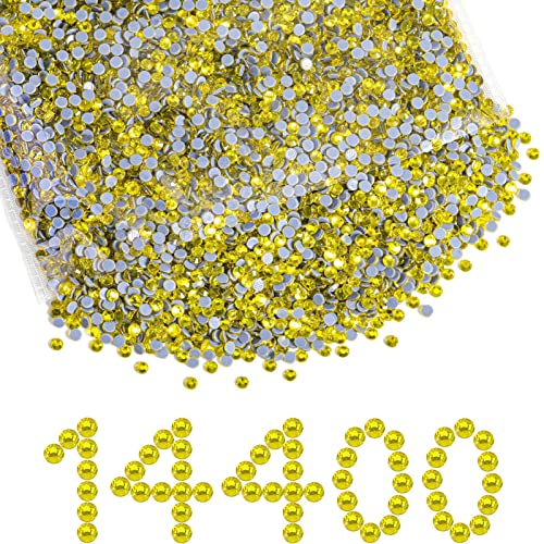 Beadsland Hotfix Rhinestones Bulk, Lemon Yellow, SS12, 14400pcs