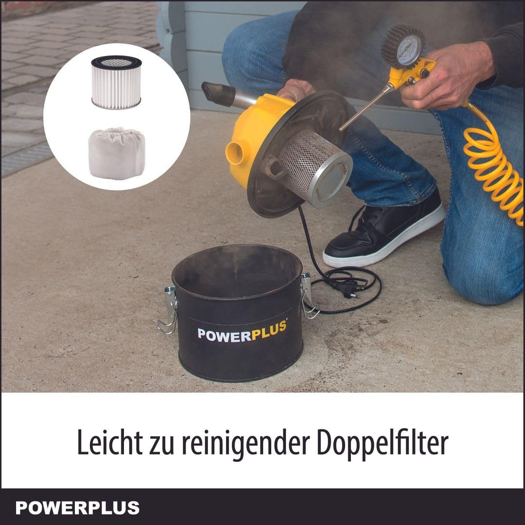 Aspirapolvere Per Cenere Power Plus 1000W – 15 Litri, In Metallo, Con Funzione Soffio