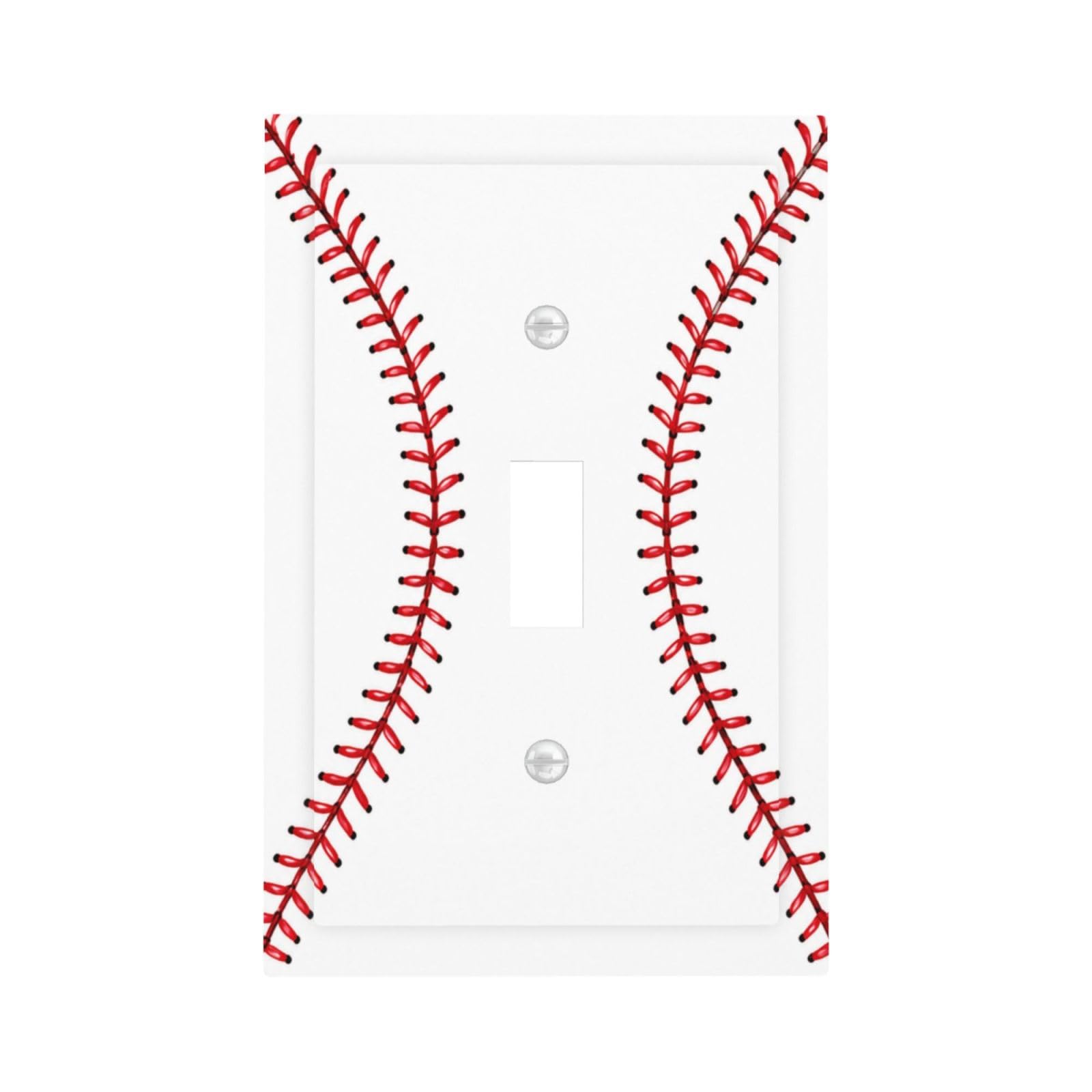 Xuejiaku Decorative Switch Plate Cover Baseball Stitches Single Toggle Light Switch Covers 1 Gang Outlet Covers Wall Plate Minimalist Red Baseball Print Switchplate Faceplate for Boys Room Sport Decor