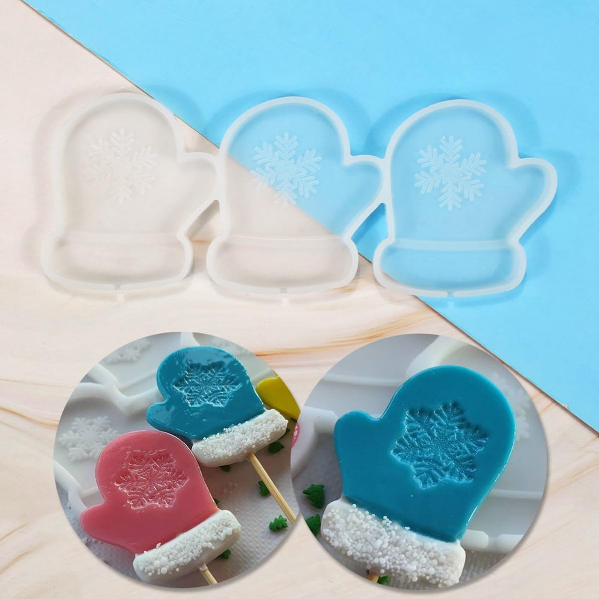 mostsom Cakes Decorations And Tools Christmas Gloves Shape Thickened Resin Epoxy Silicone Mold Rattle Shaker Lollipop Mould Kitchen Cake 2PCS (A_