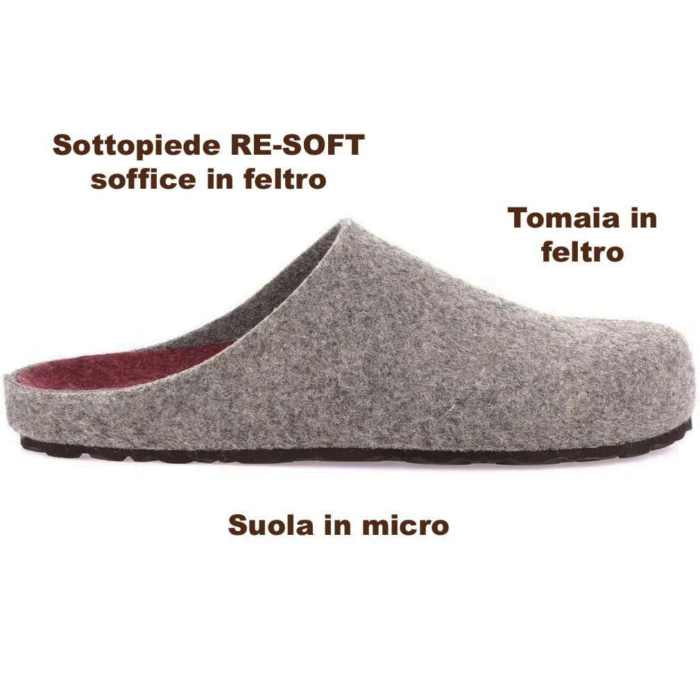 GRUNLAND ciabatte uomo sabot pantofole calde in feltro di lana rigenerata con plantare comodo RE-Soft