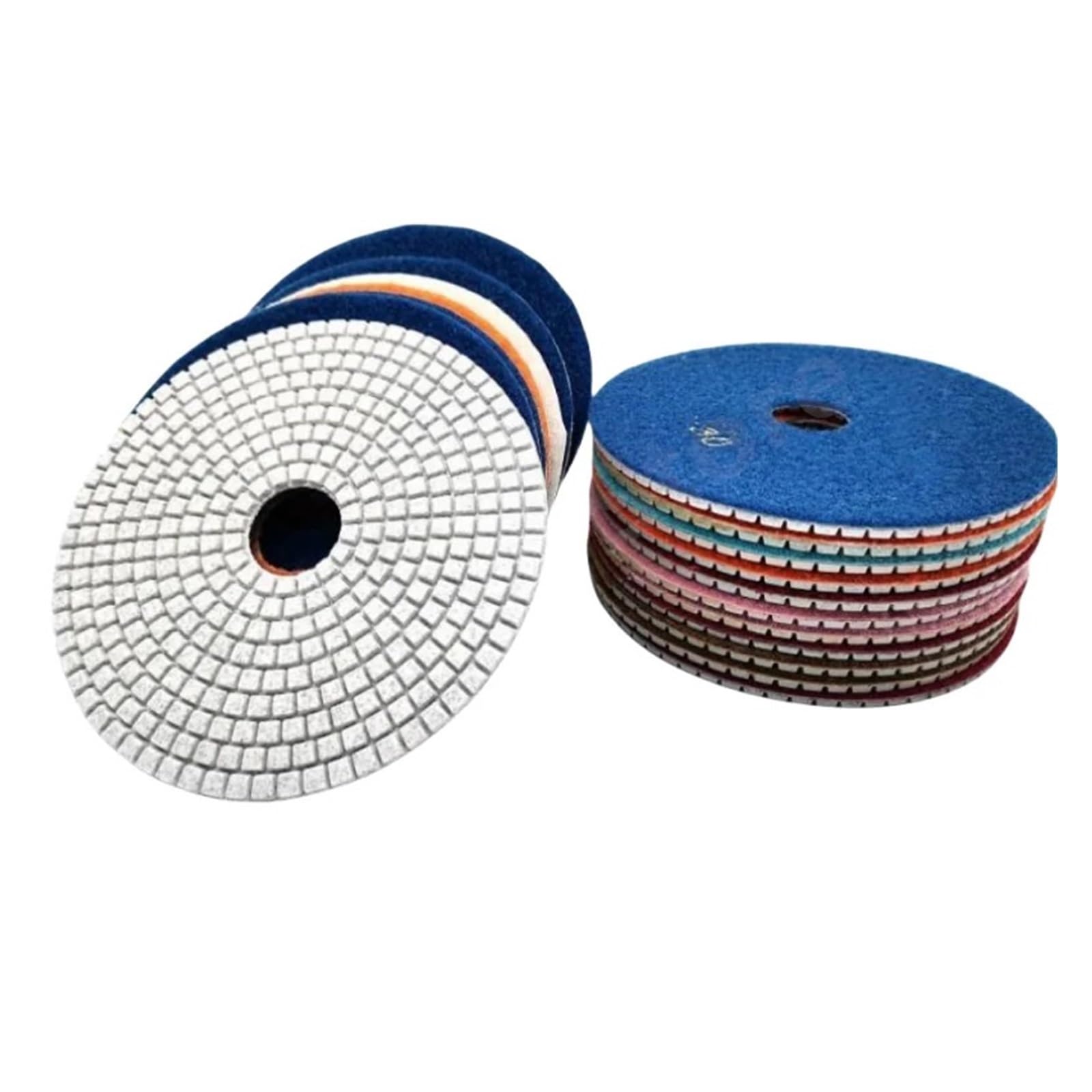 Almohadillas de pulido de diamante húmedo de 150 mm y 6 pulgadas, 11 unidades, para pulido de granito y mármol, herramientas abrasivas, discos de lijado y rectificado (11 unidades, 100 unidades de 6 p