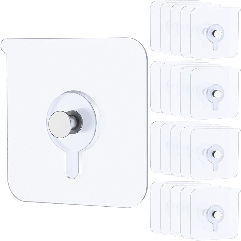 Uniclife 20 ganchos adhesivos para cuadros, pegatinas sin tornillos de taladro | Carga máxima de 20 libras, tamaño de 2,2", colgadores de cuadros resistentes sin clavos, ganchos para colgar marcos, para baño y cocina