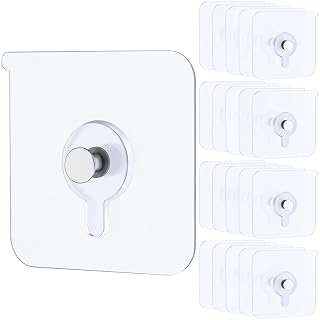 Pawfly 20 Pcs Adhesive Picture Hooks 33 lbs Load Heavy Duty Picture Hangers Without Nails Adhesive Wall Hooks for Hanging Transparent Waterproof Frame Hangers Sticky Hooks for Bathroom Kitchen - Amazon product rated Grade A