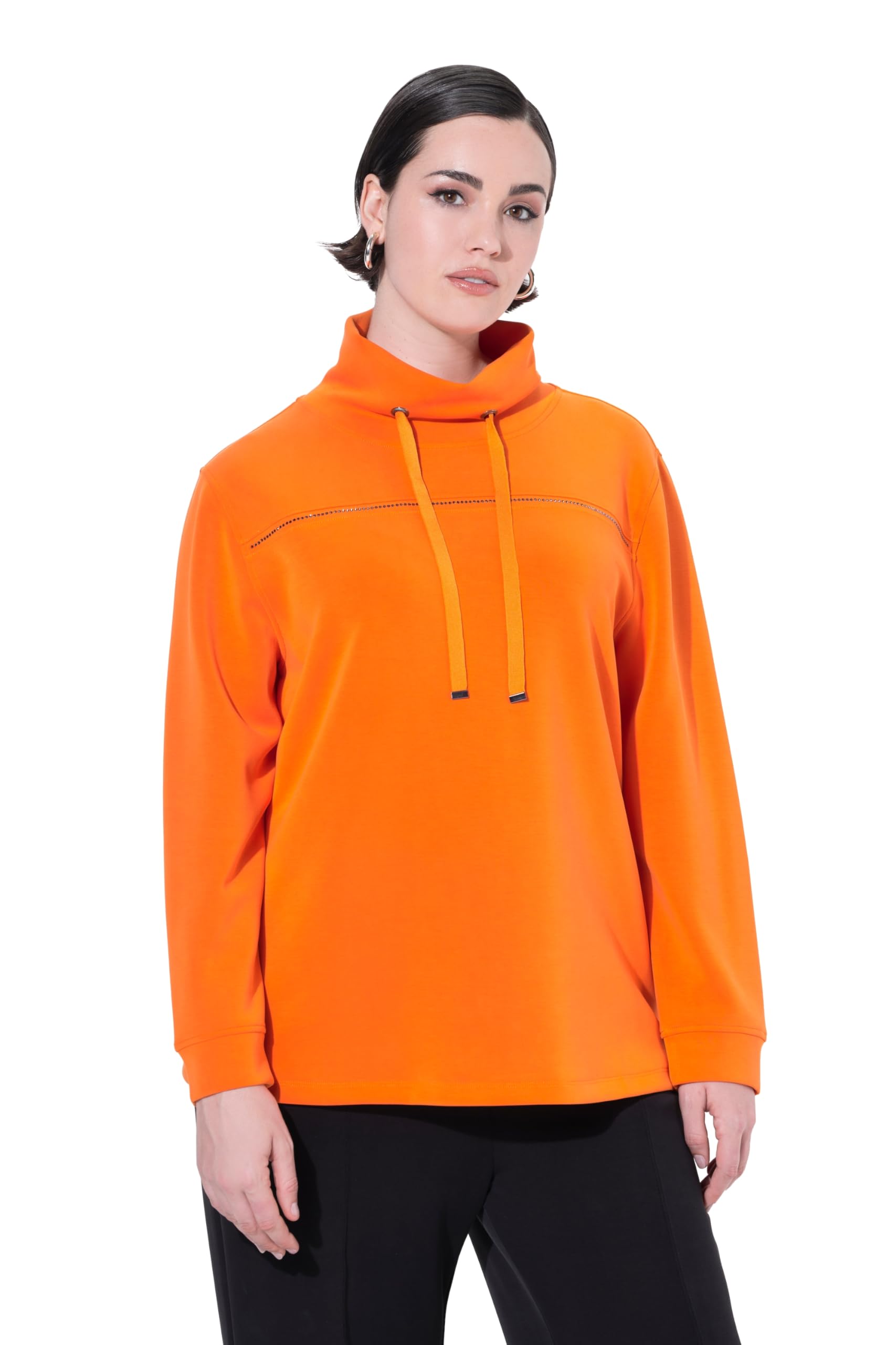 Ulla Popken Damen große Größen Übergrößen Plus Size Sweatshirt, Ziersteine, Classic, Stehkragen, 3/4-Arm 823738