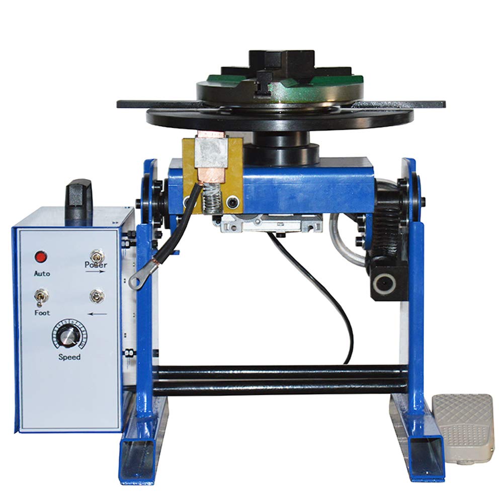 TECHTONGDA 50KG Rotary Welding Positioner 0-90° Turntable Table 110V Positioning Machine Equipment with 7.87” 200mm Chuck