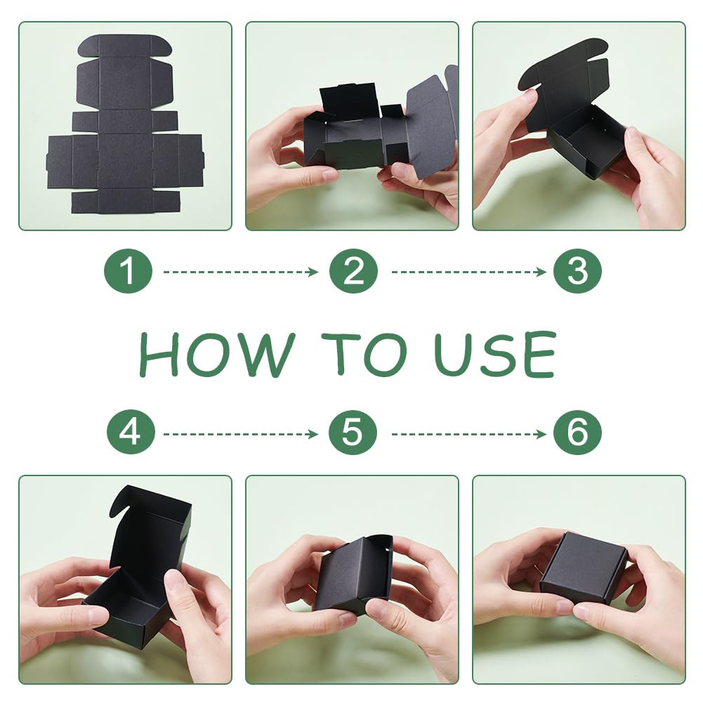 OLYCRAFT 100 mini scatole di cartone da 5,5 x 5,5 x 2,5 cm, scatole regalo in cartone nero, scatole per gioielli in carta kraft piccole scatole ondulate per confezioni regalo piccoli oggetti