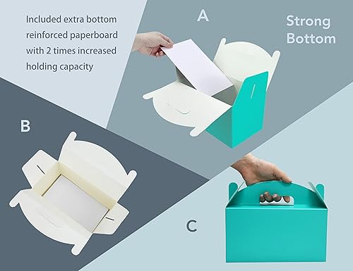 Miniatura 3 de HUAPRINT Paquete de 30 cajas de regalo color turquesa, 9.45 x 5 x 5 pulgadas, caja de regalo para fiesta, cumpleaños, baby shower, boda, Navidad
