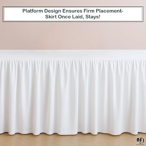 Miniatura 4 de Falda de cama de microfibra con volantes de alta calidad, caída de 24 pulgadas con esquinas divididas, falda de cama suave sin arrugas con