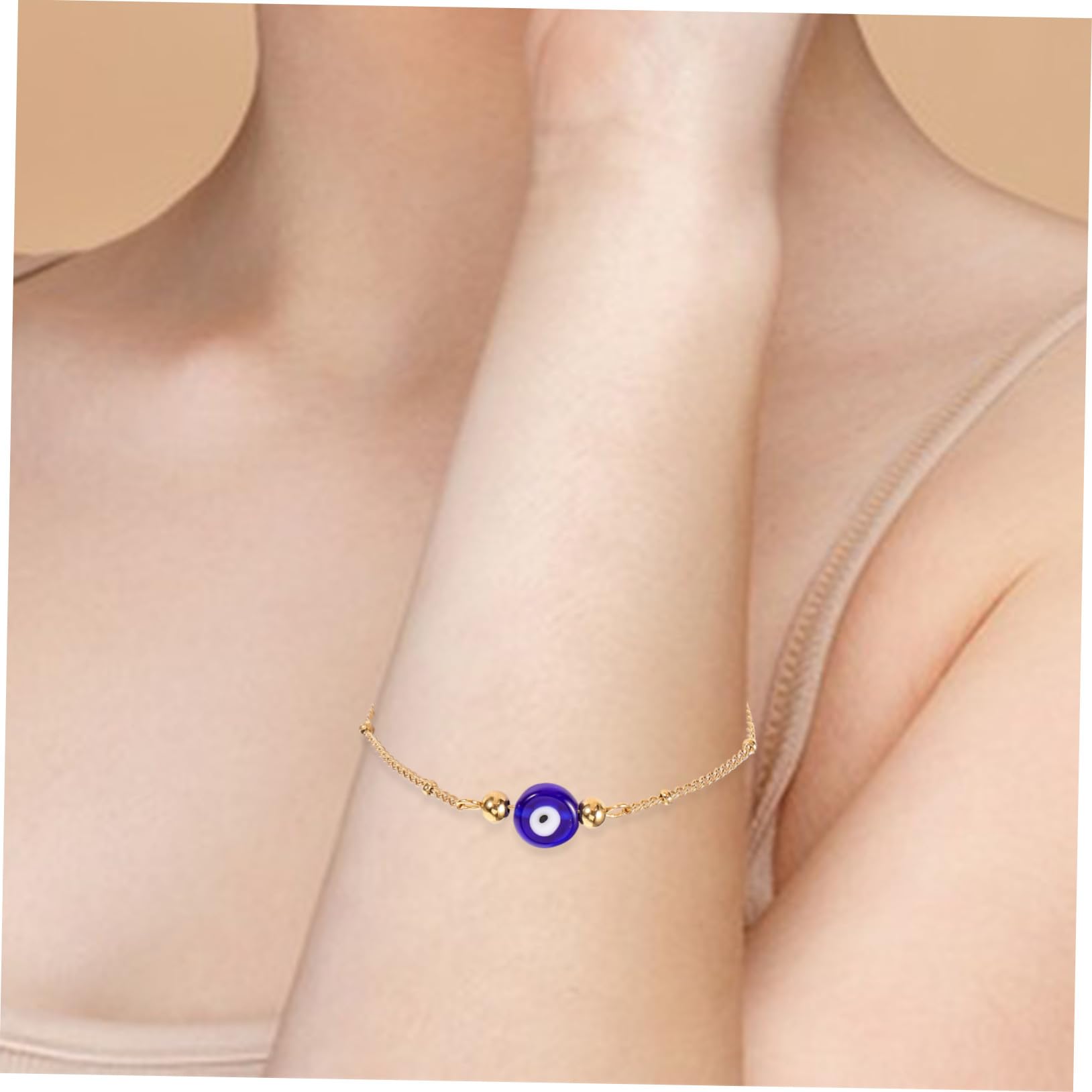FOMIYES Bracelet Femme en Acier Inoxydable Doré Motif Œil Unique, Léger et Ajustable, Port Quotidien Confortable et Élégant
