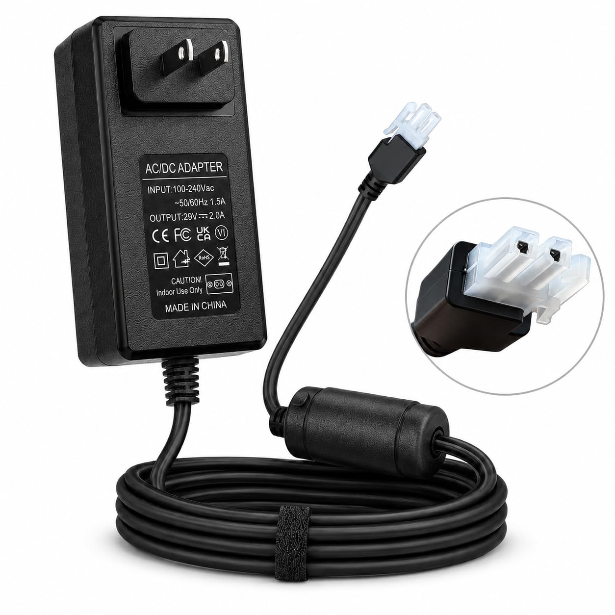29V 2A Standing Desk Power Cord, 2-Pin Power Supply Adapter Compatible with Claiks P1.01.001/P101001 40/48/55/63 Inch Electric Desk, YH-K290018-C Charger Replacement