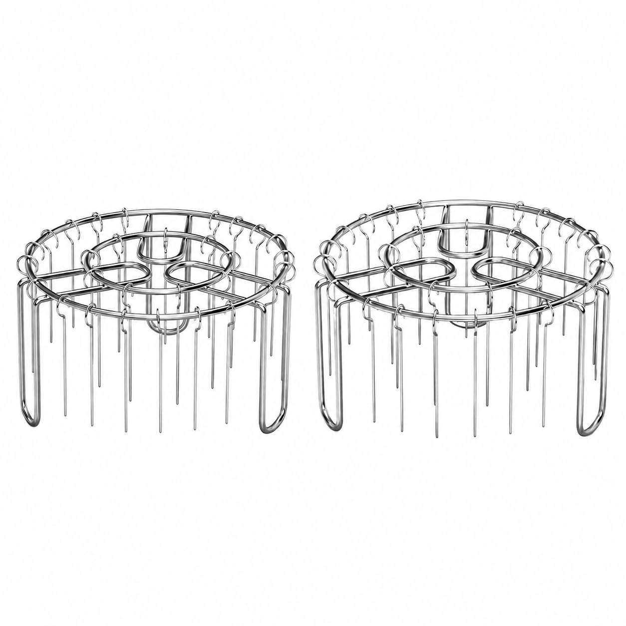Air Fryer Grill Skewer Rack, Stainless Steel BBQ Kabob Set Non-Stick Round Hanging Skewers Fits for 4 to 6-Quart / 8-Quart Air Fryer Basket, Oven (Silvery 13+25, 2 Sets) â image 1