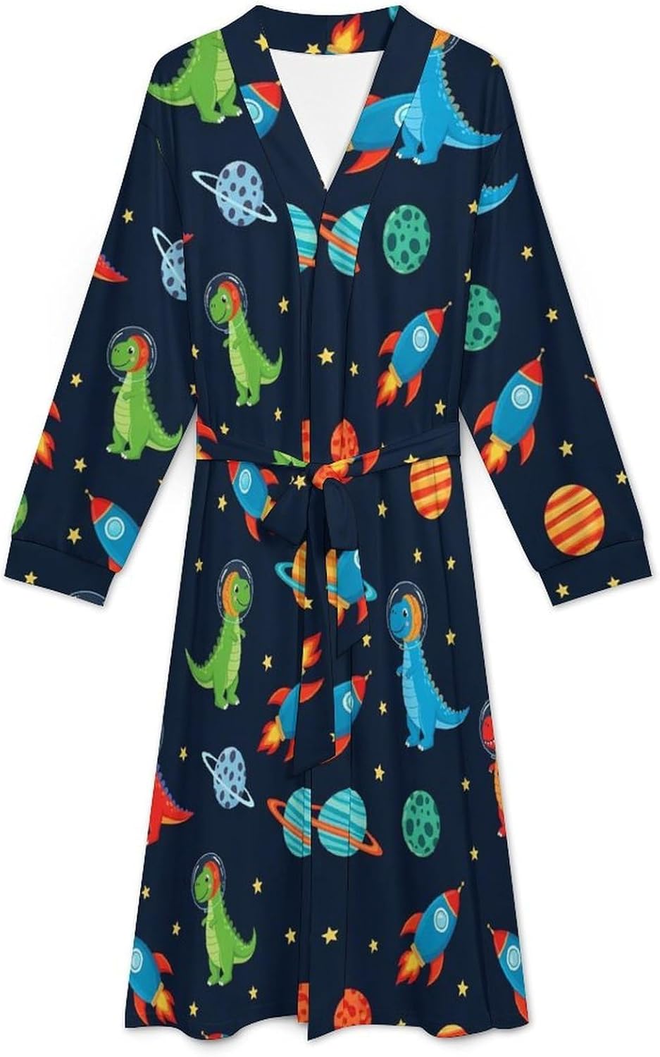 Womens Robe Full-Length, Absorbent Smooth Comfy Bathrobe with Belt, Portable Open Front Robes Nightgown
