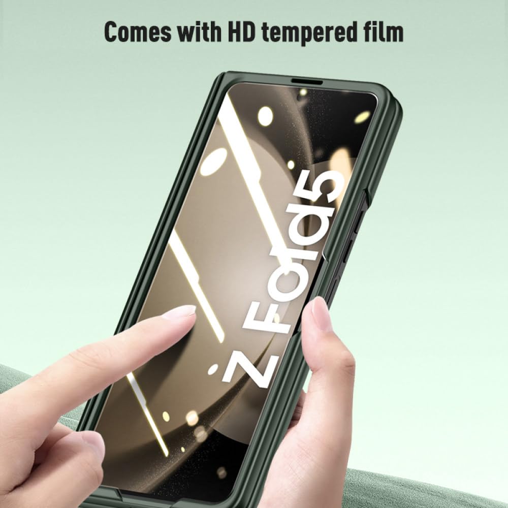 Per Samsung Galaxy Z Fold 5 Custodia Pellicola a conchiglia Integrata Custodia ultrasottile con cerniera pieghevole opaca Custodia all-inclusive, verde, per Galaxy Z Fold 5