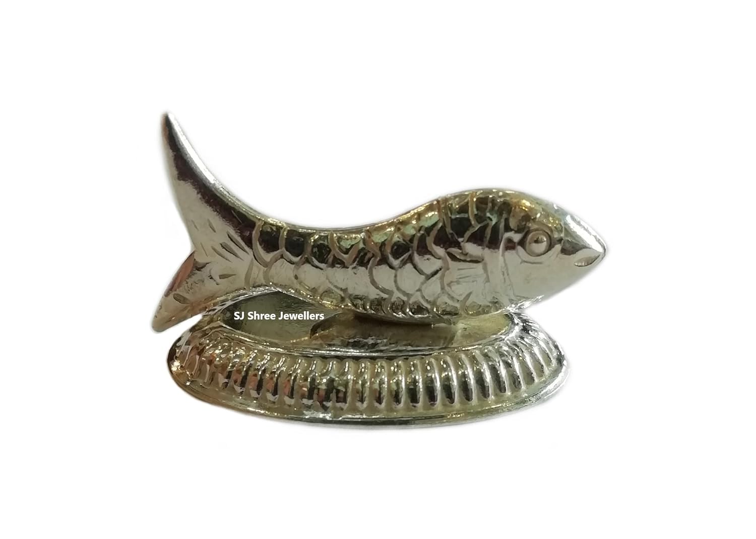 SJ Pure Silver Fish/Machli Idol for Pooja/Mandir/Temple Spiritual Workship, Wealth & Luck