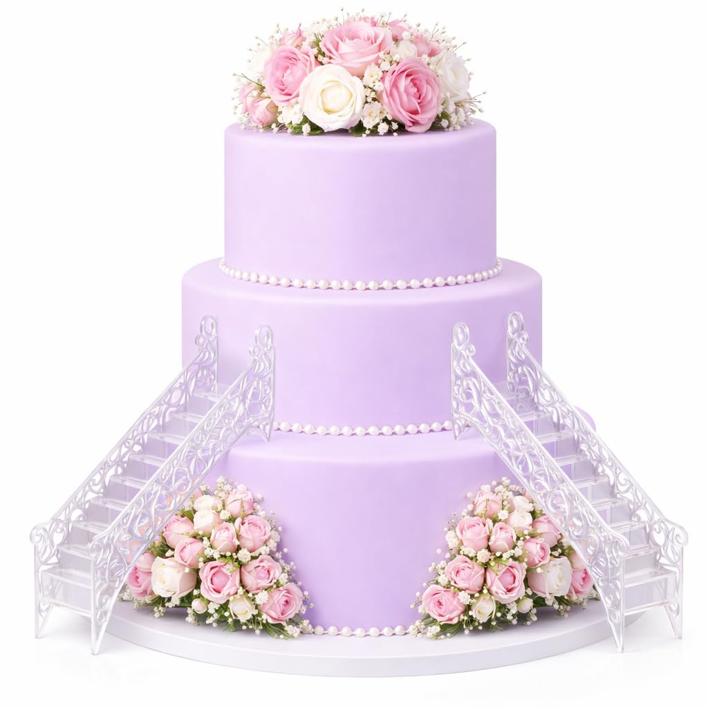 2 Pack Elegant Crystal Tiered Wedding Cake Step Decoration Stair