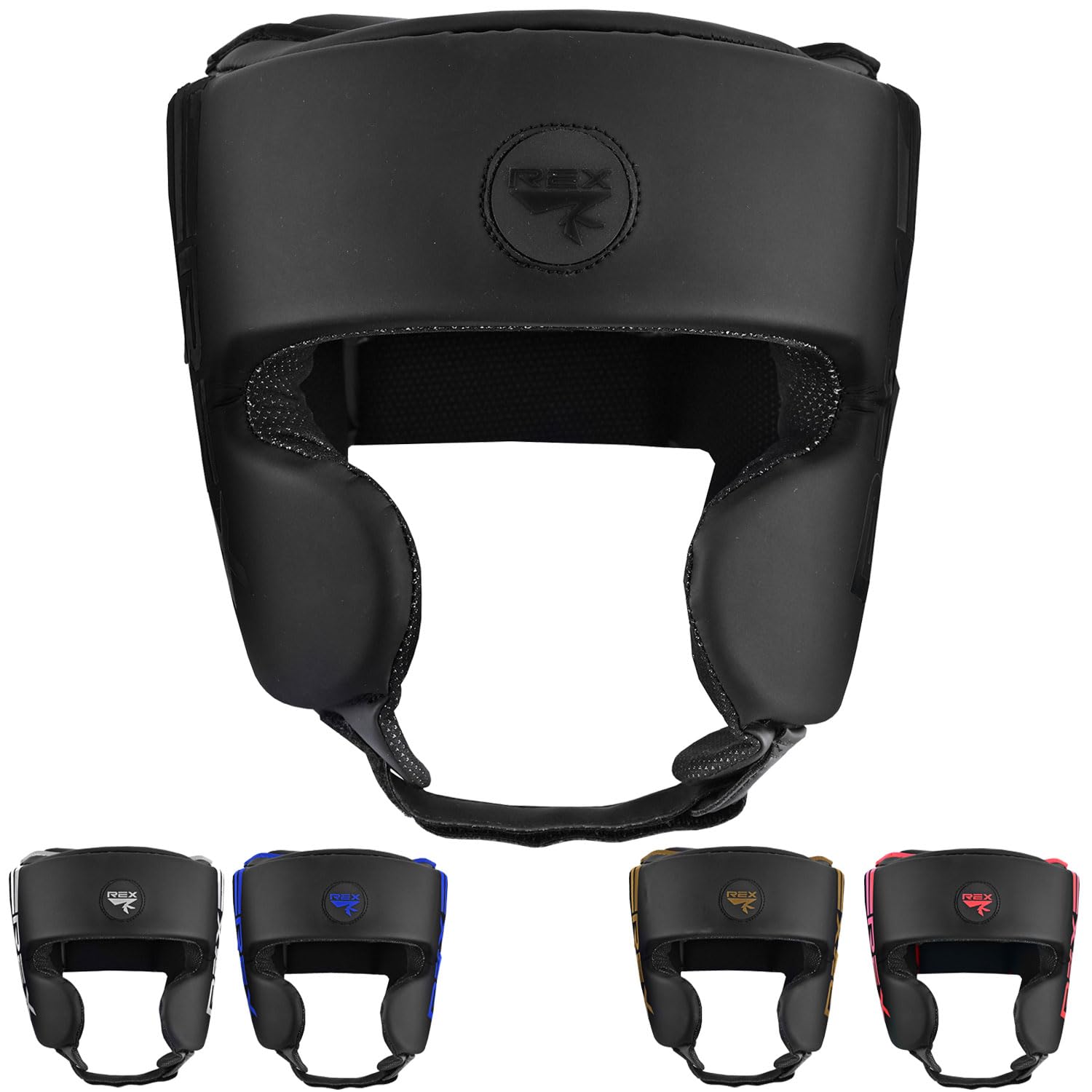 Rex Boxing Headguard for MMA Headgear Training Helmet Muay Thai Kickboxing Martial Arts Sparring Protective Gear (Matt/Black, XL)