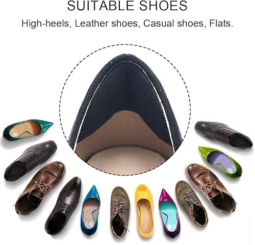 Dr.Foot Heel Grips for Men and Women, Self-Adhesive Heel Cushion Inserts Prevent Slipping, Rubbing, Blisters, Foot Pain, and Improve Shoe Fit - 2pairs + Extra 1 Shoe Horn (Black) - Thumbnail 4