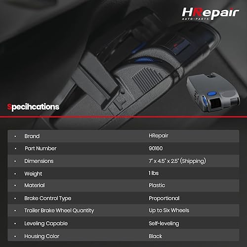 Miniatura 9 de Controlador de freno de remolque universal para remolques con 1-3 ejes Compatible con Ford GM Chevy Dodge RAM Toyota Jeep, etc. Reemplazo 90160