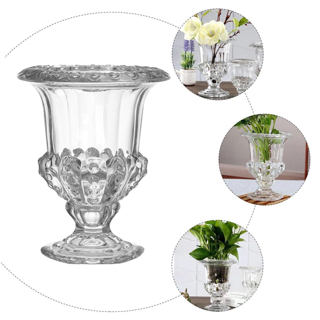 Levemolo Retro Glasvase für Blumen und Kerzendekoration Transparentes Glas Einzigartiger Stil Geeignet für Hochzeitsfeiern und Haushalts Tischdeko Langlebig und Elegant