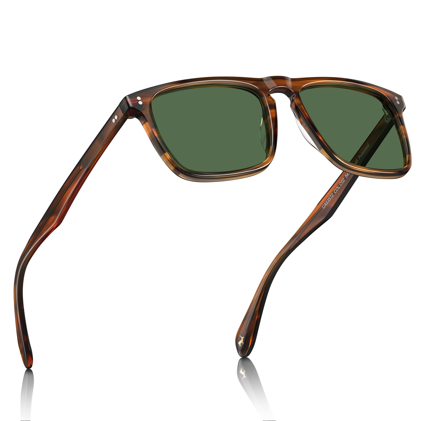Carfia Occhiali da Sole Polarizzati Retrò da Uomo Protezione UV 400 Montatura Rettangolare in Acetato Design di Marca alla Moda CA53572