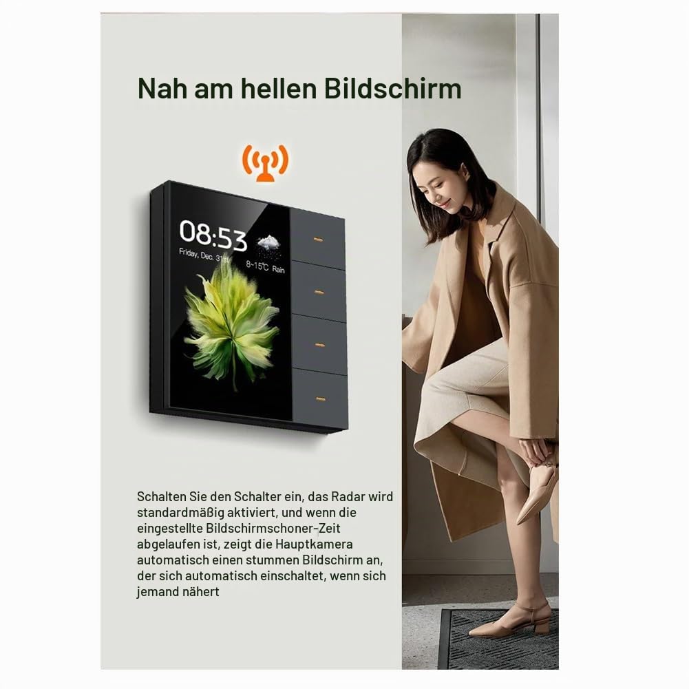 Tuya Zigbee 3,5 Smart Wandschalter Touchscreen 4 Gruppen Schalter 8-Wege Szene Radar Sensor Dimmschalter Smart Home A