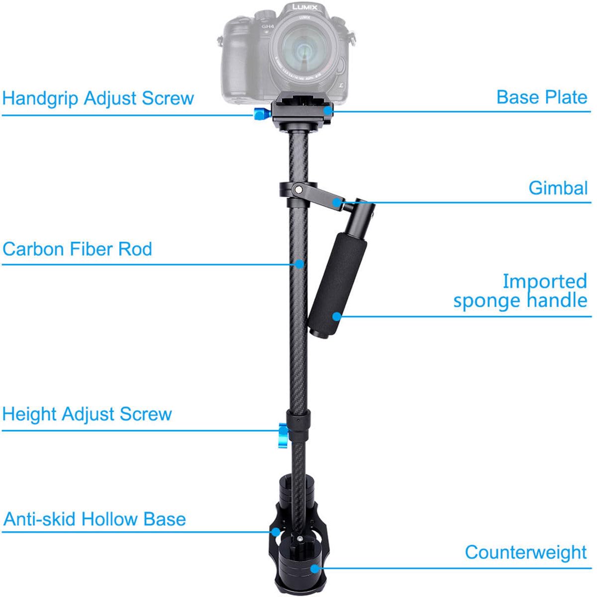 Yelangu S60T 60 cm de Fibra De Carbono Steadicam Steadycam del