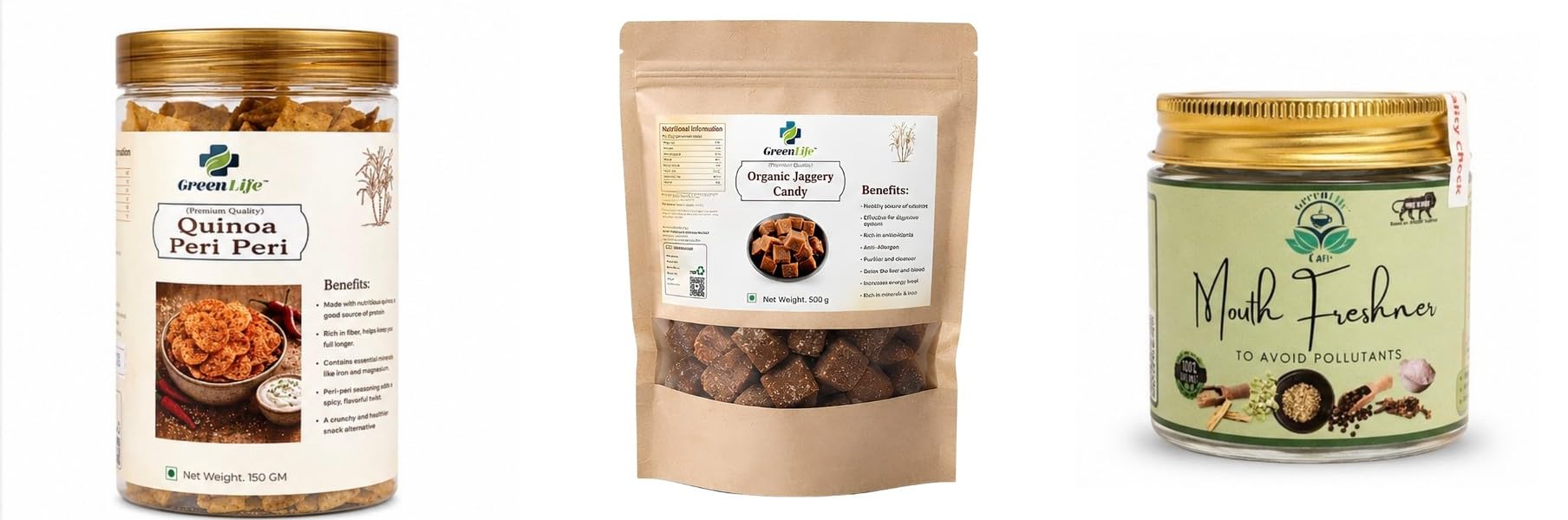 Quinoa Peri Chips | Spicy Baked | 150gOrganic Plain Jaggery Candy 500g | Natural Desi Gur | Chemical Free Traditional Sweet TreatOrganic with Pepper 250-image-49