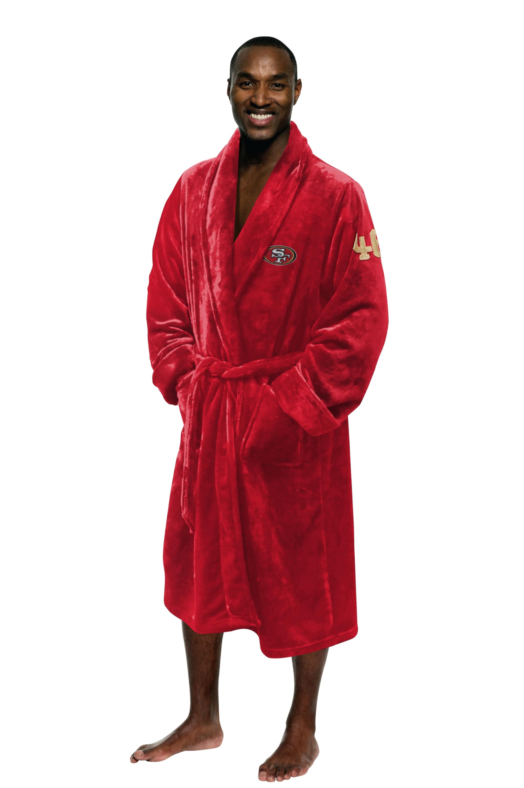 NORTHWEST The Company NFL San Francisco 49ers Herren-Bademantel, seidige Haptik, Größe L/XL, Rot, 66 x 119,4 cm, Rot/Ausflug, einfarbig (Getaway Solids), Large-X-Large