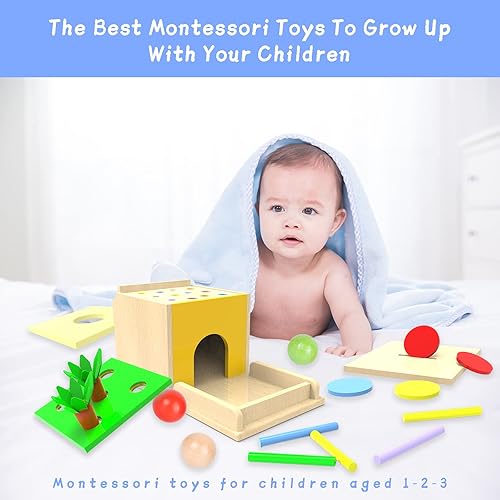 Miniatura 7 de Montessori Kit de juego para niños pequeños, caja de juguetes Montessori para niños de 1 año y 2 años, juguetes de aprendizaje para bebés, regalo