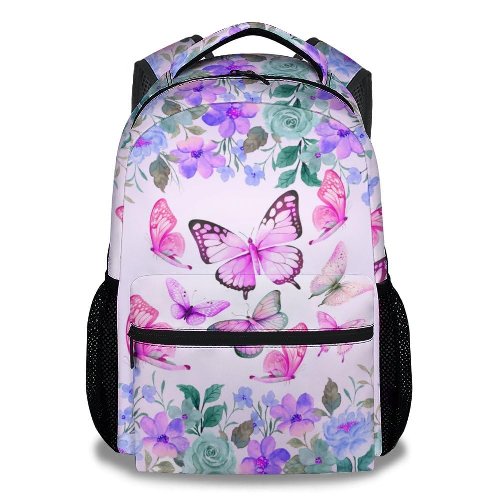 Sharecolor Butterfly Backpack for Girls, Cute School Backpacks for Kids, Pink Girls Bookbag for Preschool Elementary, Aesthetic Daypack for Travel,