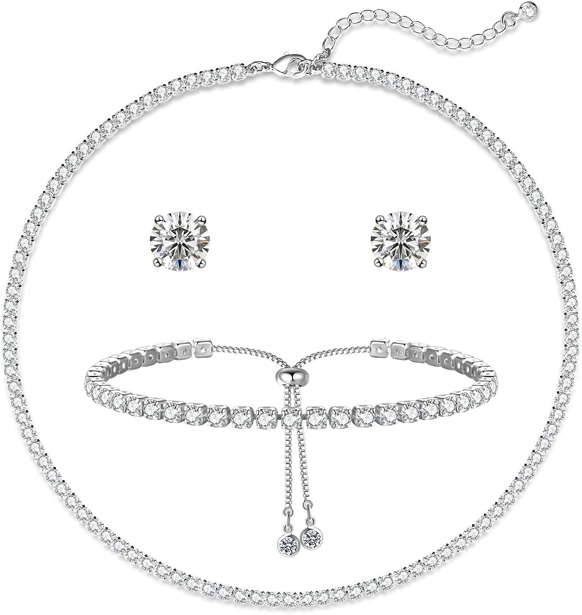 Luxval Collar de tenis chapado en oro de 14 quilates con diamantes de imitación y mariposa, gargantilla para mujer, cadena de diamantes de imitación con corte de circonita delicada de 0.118 in