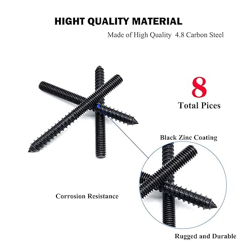 Miniatura 243 de Paquete de 8 pernos de suspensión de 5/16-18 x 4 pulgadas, pernos de doble cabeza de 5/16-18 pulgadas, tornillos de clavija de madera 5/16