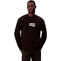 Calvin Klein Uomo LS 350FLEECE Retro Graphic CREWN LV04LE250G, Nero, L, Nero (Nero), L