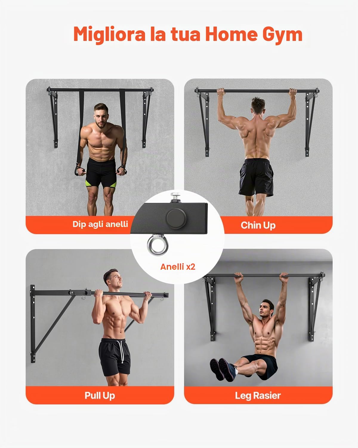 VEVOR Barra per Trazioni da Parete Profondità Regolabile 559/762 mm da Parete, Barre per Trazioni in Acciaio per l'Allenamento della Parte Superiore del Corpo, Stazione di Allenamento Carico 200 kg