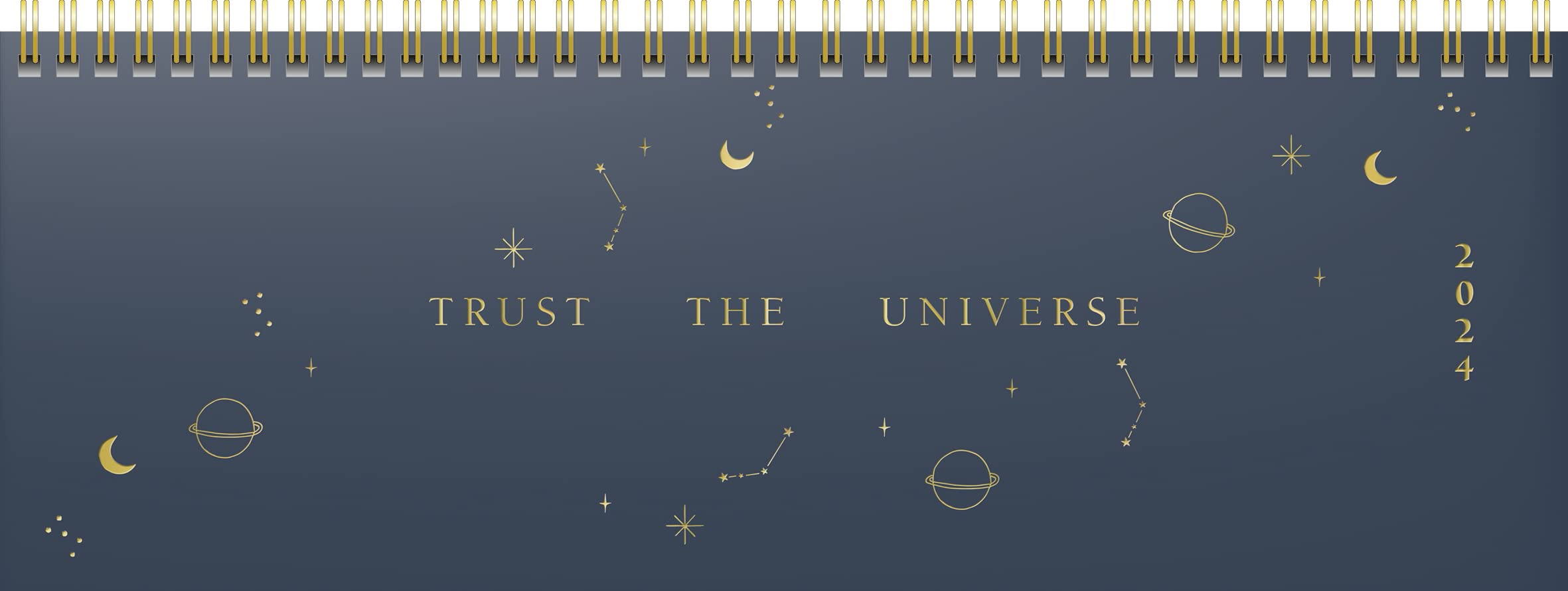 Agenda Transversal Young Line Universe 2025 - 297x105 Mm, 2 Páginas = 1 Semana, Wire-O, Azul Oscuro