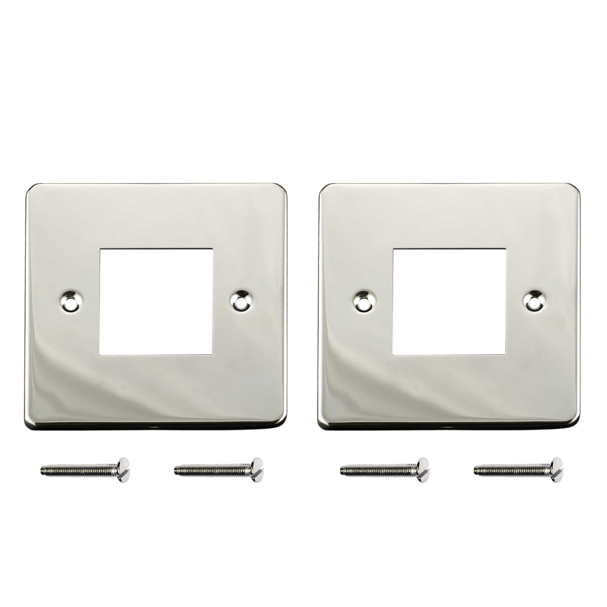 Elektek Chrome Twin Pack Plated Double Modern Light Switch Polished Metal Cover Plate Conversion - No Wiring Or Switch Removal Necessary