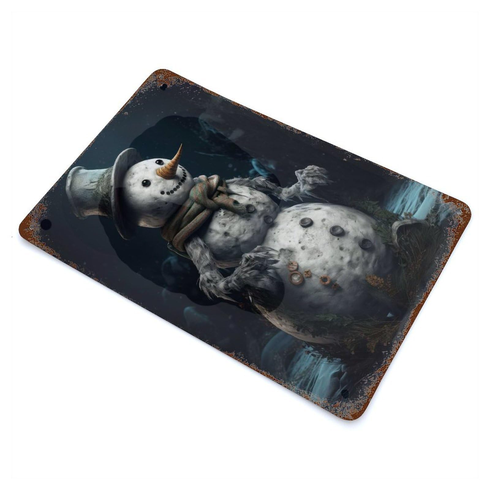 Snowman Vintage Metal Tin Sign 11.8"x7.9", Industrial Home Decor for Garage, Pub Or Kitchen