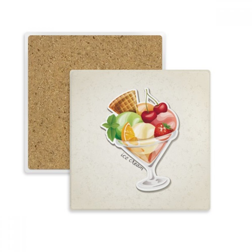 Dessous de verre mug support pierre absorbant cerise fraise orange ice cream déco table