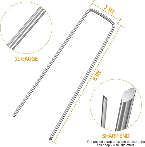 Miniatura 3 de Tela resistente para paisajes de barrera de malezas de 5 x 250 pies, 5.8 onzas, paquete de 200 grapas de jardín de 6 pulgadas
