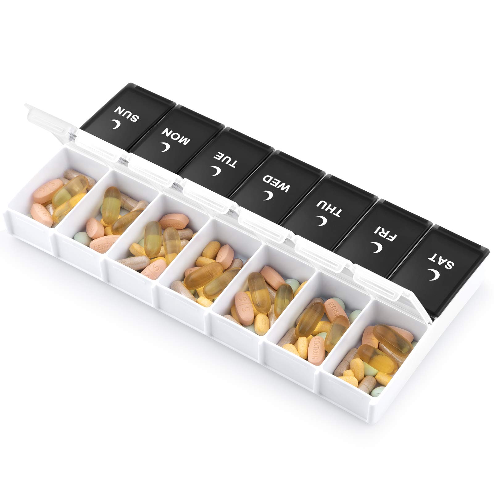 DANYING Pastillero extra grande 2 veces al día, caja de píldoras semanales XL, caja de píldoras AM PM, contenedor de píldoras 7 días, estuche de vitaminas dos veces al día