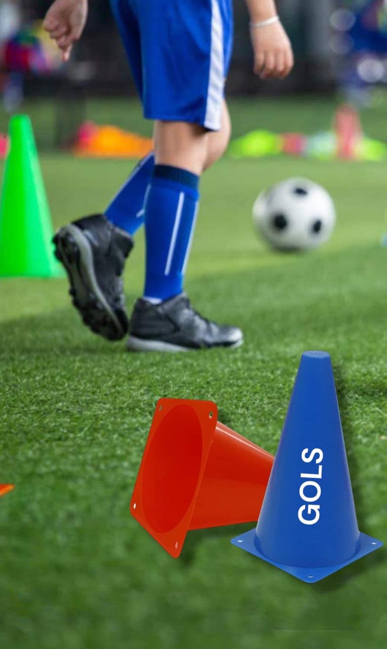 GOLS 6 inch Plastic Cone Marker Set for Football Field Marking Equipment, Training Soccer Cone Cricket Training Agility Cones (Pack of 6)-image-27