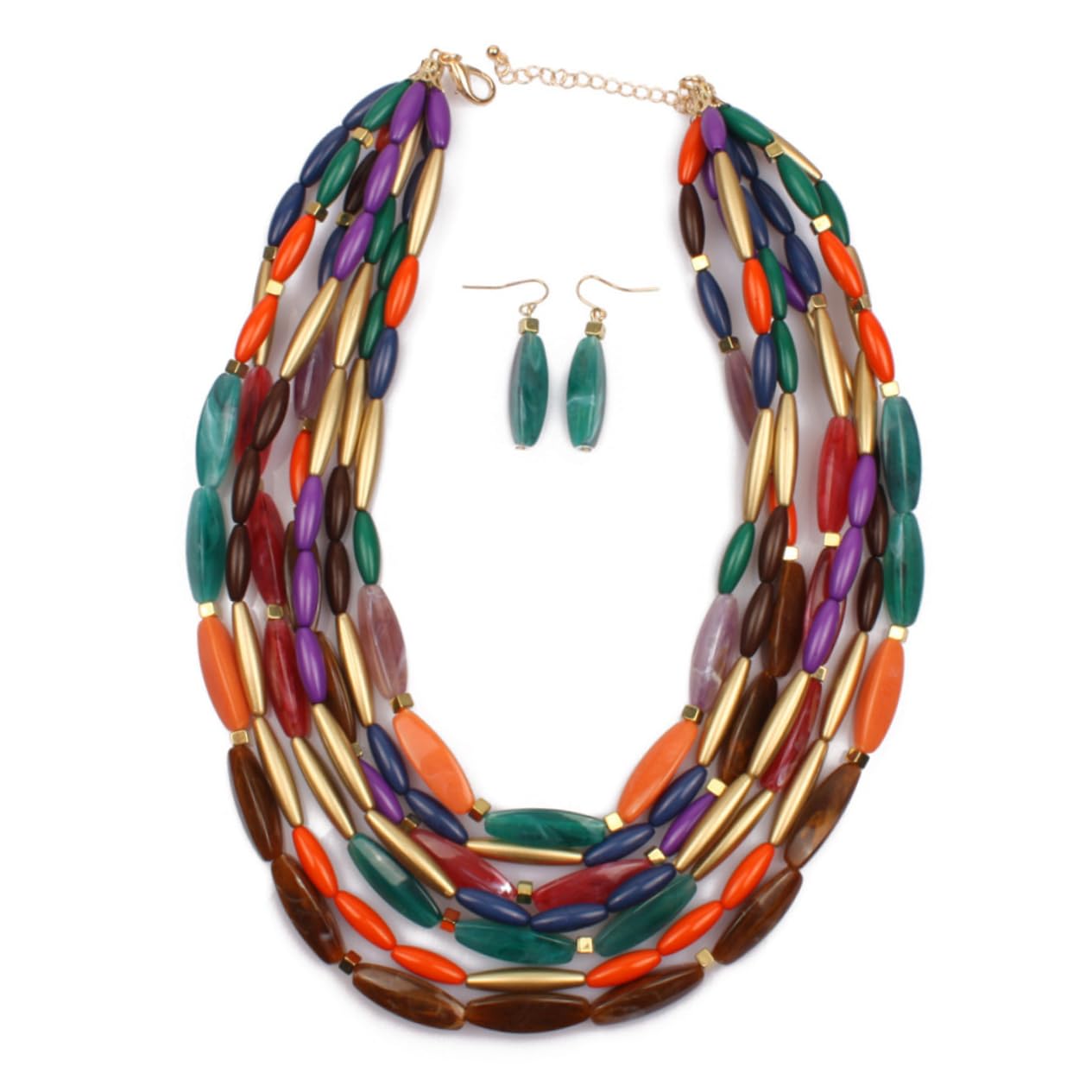 GALPADA 3pezzi Collana Multilayer Colorata Con Perline Per Donne Gioielli Artigianali Eleganti Per Occasioni Speciali e Uso Quotidiano