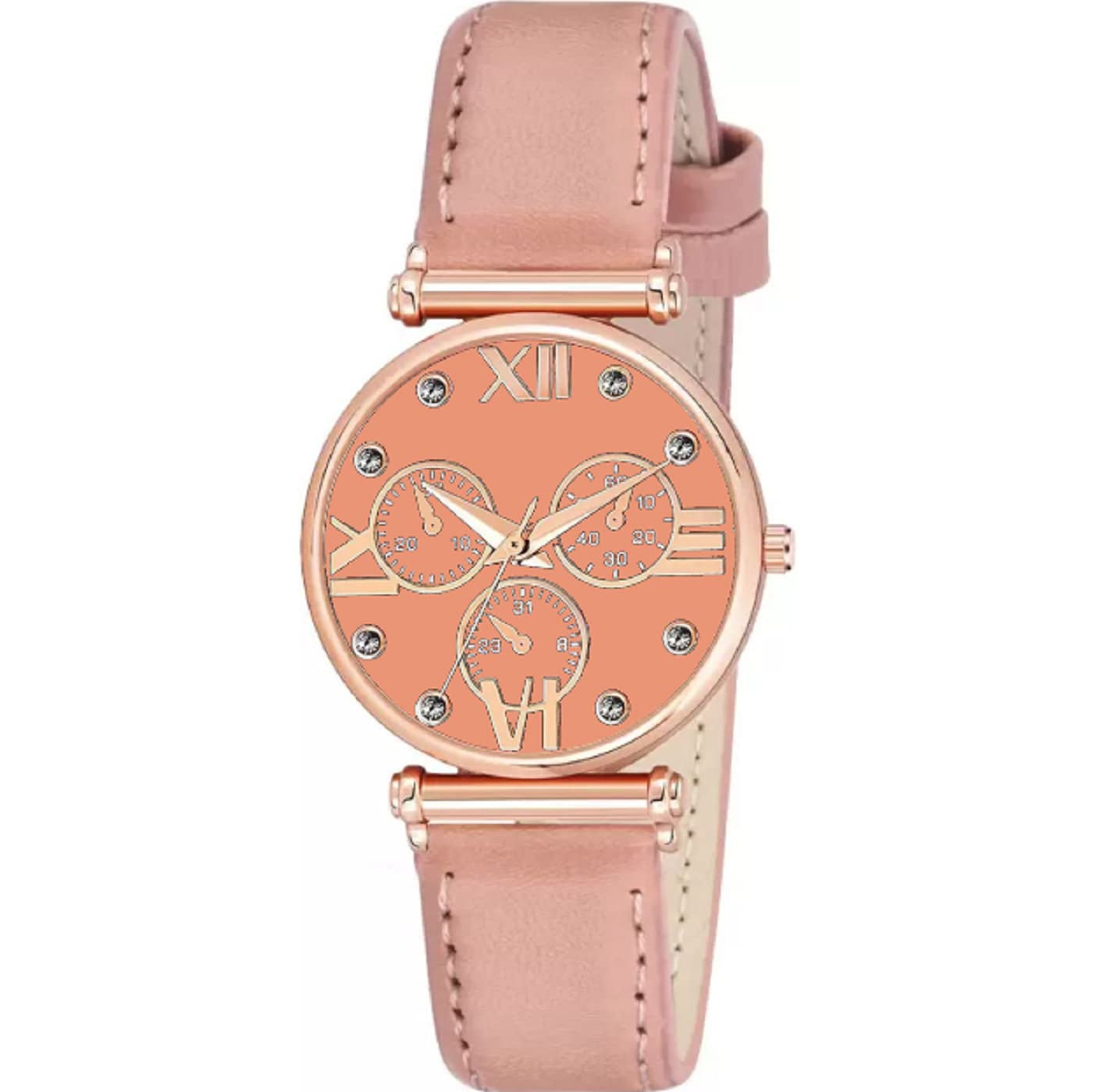 KIARVI GALLERY Analogue Roman Digit Dial Stylish Leather Strap Analoge Girls and Woman Combo Watches(White) (Peach) (B0C1LDPVPR) Amazon Price History, Amazon Price Tracker