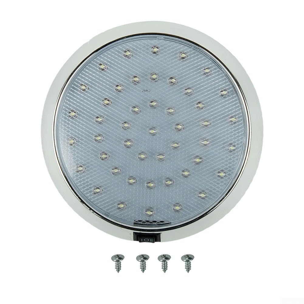 Luz interior para caravana, luz LED de techo de 12 V con interruptor de encendido/apagado para caravana, autocaravana, vehículo, barco, remolque, marina