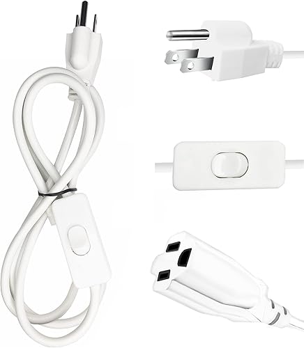 Cable de extensión con interruptor de encendidoapagado de 13.12 pies, 3 clavijas, cable de alimentación de lámpara, cable de alimentación de 110-265